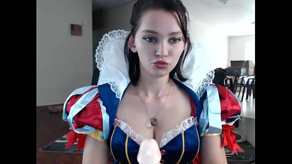 600px x 337px - Snow White Cosplay Slut Playing With Big Dildo On Camera ...